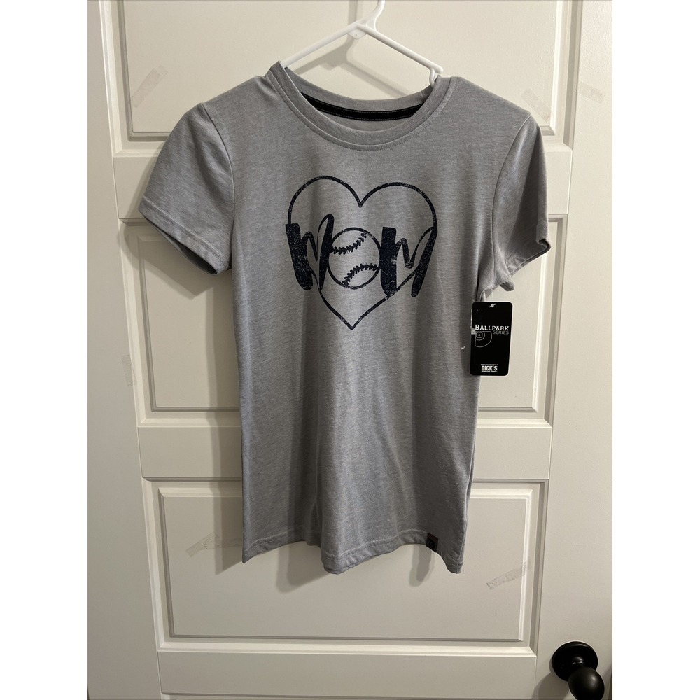 Ballpark Series Women's Baseball Mom Grey Short Sleeve Shirt size XS - Picture 1 of 2